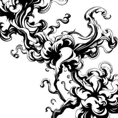 Girdap akış çizgileri olan soyut bir arkaplan. Duman arkaplan sanatının sanatsal akış vuruşları