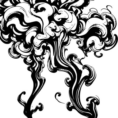 Girdap akış çizgileri olan soyut bir arkaplan. Duman arkaplan sanatının sanatsal akış vuruşları