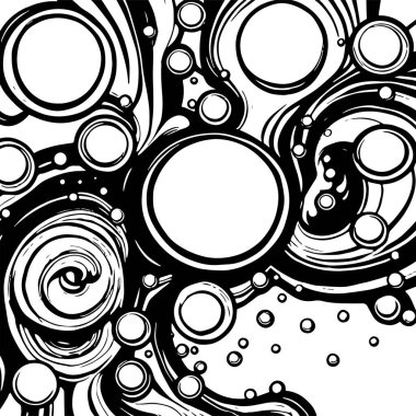 Artistik arka plan sanatı için sıvı girdaplar ve kabarcıklar. Su kabarcıkları ile süsleme.