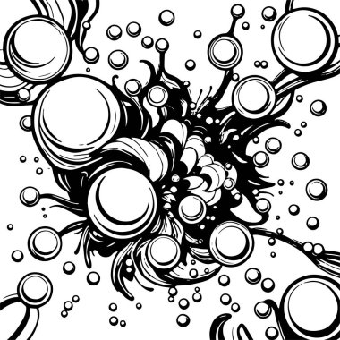 Artistik arka plan sanatı için sıvı girdaplar ve kabarcıklar. Su kabarcıkları ile süsleme.