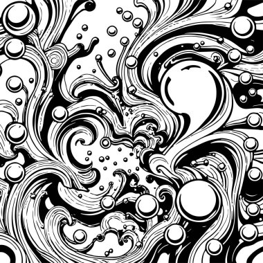 Artistik arka plan sanatı için sıvı girdaplar ve kabarcıklar. Su kabarcıkları ile süsleme.