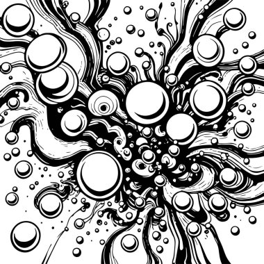 Artistik arka plan sanatı için sıvı girdaplar ve kabarcıklar. Su kabarcıkları ile süsleme.