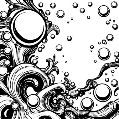 Artistik arka plan sanatı için sıvı girdaplar ve kabarcıklar. Su kabarcıkları ile süsleme.