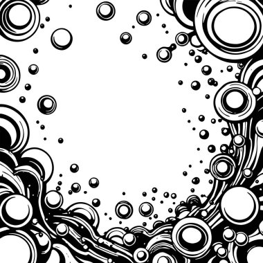 Artistik arka plan sanatı için sıvı girdaplar ve kabarcıklar. Su kabarcıkları ile süsleme.