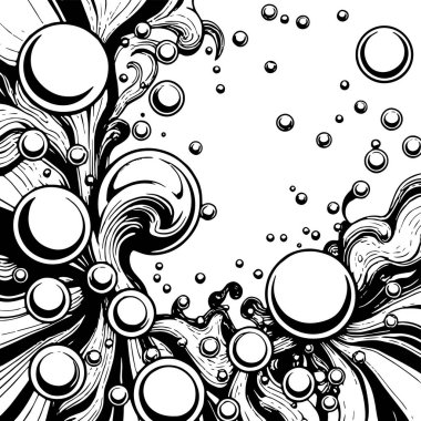 Artistik arka plan sanatı için sıvı girdaplar ve kabarcıklar. Su kabarcıkları ile süsleme.