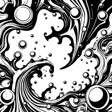 Artistik arka plan sanatı için sıvı girdaplar ve kabarcıklar. Su kabarcıkları ile süsleme.