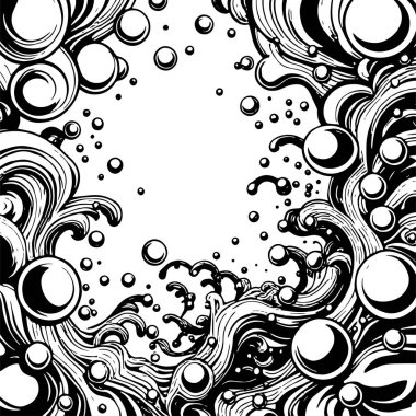 Artistik arka plan sanatı için sıvı girdaplar ve kabarcıklar. Su kabarcıkları ile süsleme.