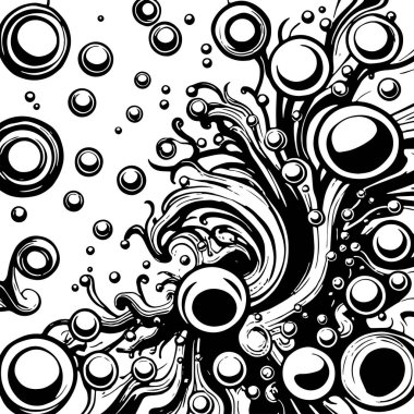 Artistik arka plan sanatı için sıvı girdaplar ve kabarcıklar. Su kabarcıkları ile süsleme.