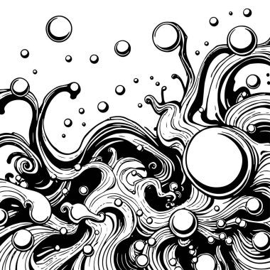 Artistik arka plan sanatı için sıvı girdaplar ve kabarcıklar. Su kabarcıkları ile süsleme.