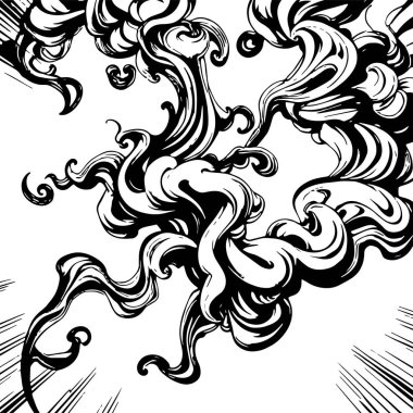 Girdap akış çizgileri olan soyut bir arkaplan. Duman arkaplan sanatının sanatsal akış vuruşları