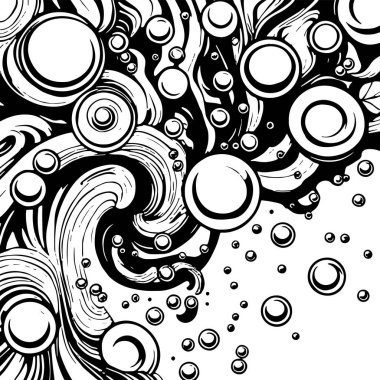 Artistik arka plan sanatı için sıvı girdaplar ve kabarcıklar. Su kabarcıkları ile süsleme.