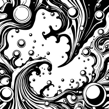 Artistik arka plan sanatı için sıvı girdaplar ve kabarcıklar. Su kabarcıkları ile süsleme.