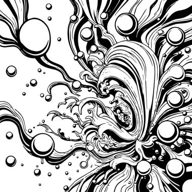 Artistik arka plan sanatı için sıvı girdaplar ve kabarcıklar. Su kabarcıkları ile süsleme.