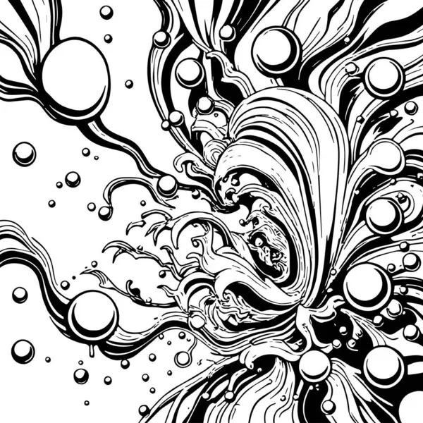 Artistik arka plan sanatı için sıvı girdaplar ve kabarcıklar. Su kabarcıkları ile süsleme.