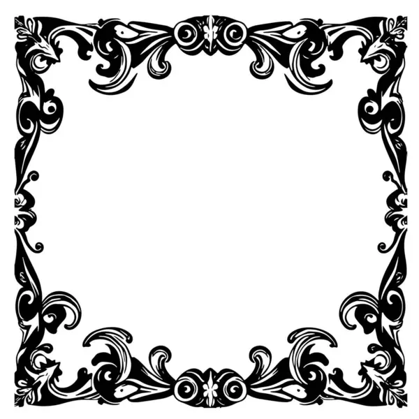 Dekoratif çiçek ve yaprak kıvrımları kabartma çerçeve çizimi. Dekoratif çiçek ve kıvrımların sınır veya arkaplan sanatı oyulmuş süslemeler.