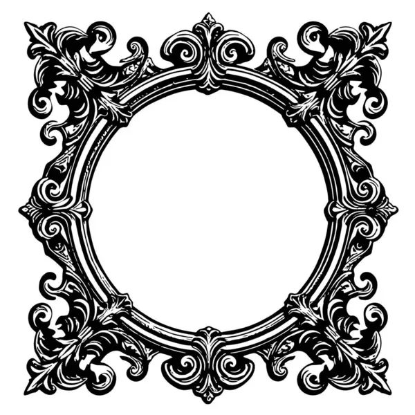 Dekoratif çiçek ve yaprak kıvrımları kabartma çerçeve çizimi. Dekoratif çiçek ve kıvrımların sınır veya arkaplan sanatı oyulmuş süslemeler.