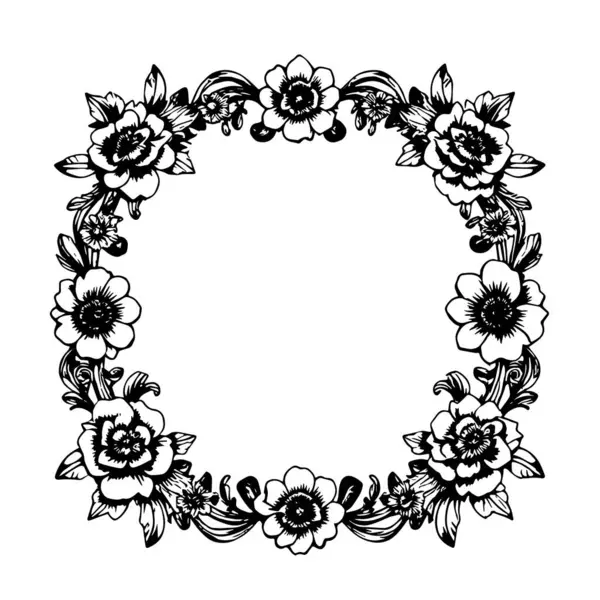 Dekoratif çiçek ve yapraklar arka plan çerçeve çizimlerini oluşturur. Dekoratif çiçeklerin ve kıvrımların kenar arkaplan sanatı süsleri.