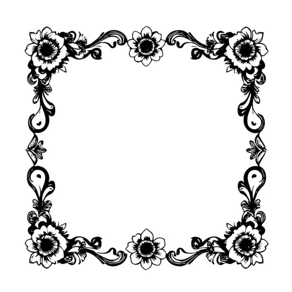 Dekoratif çiçek ve yapraklar arka plan çerçeve çizimlerini oluşturur. Dekoratif çiçeklerin ve kıvrımların kenar arkaplan sanatı süsleri.