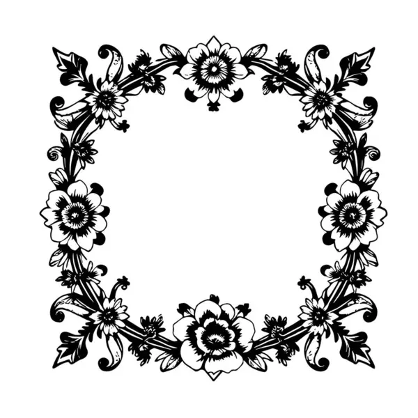 Dekoratif çiçek ve yapraklar arka plan çerçeve çizimlerini oluşturur. Dekoratif çiçeklerin ve kıvrımların kenar arkaplan sanatı süsleri.