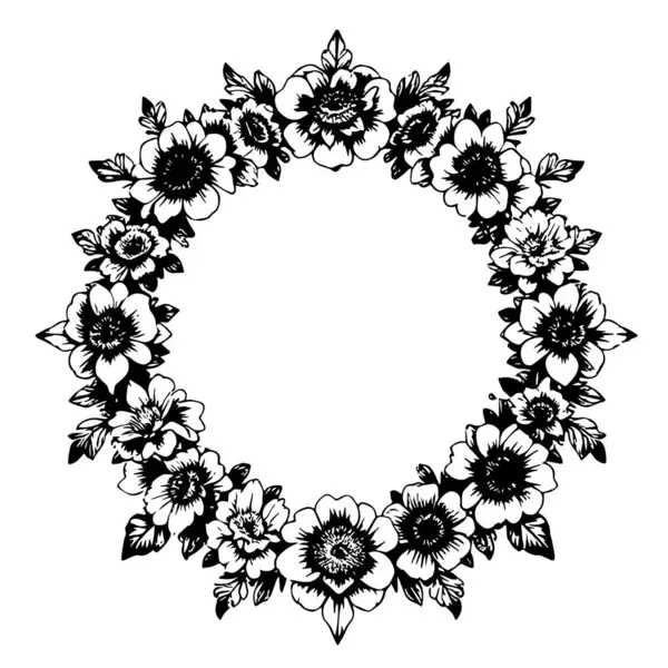 Dekoratif çiçek ve yapraklar arka plan çerçeve çizimlerini oluşturur. Dekoratif çiçeklerin ve kıvrımların kenar arkaplan sanatı süsleri.