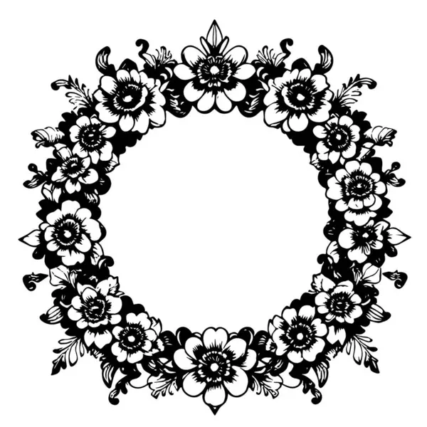 Dekoratif çiçek ve yapraklar arka plan çerçeve çizimlerini oluşturur. Dekoratif çiçeklerin ve kıvrımların kenar arkaplan sanatı süsleri.