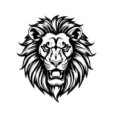 Tek Renkli Aslan Portresi Vahşi ve Güçlü Vahşi Yaşam Vahşi Yaşam İlgili logo için Yakın plan