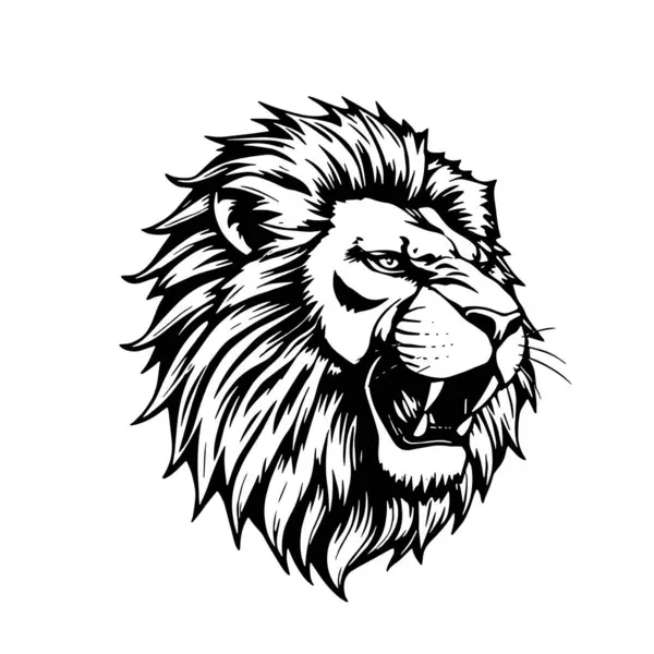 Tek Renkli Aslan Portresi Vahşi ve Güçlü Vahşi Yaşam Vahşi Yaşam İlgili logo için Yakın plan