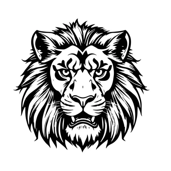 Tek Renkli Aslan Portresi Vahşi ve Güçlü Vahşi Yaşam Vahşi Yaşam İlgili logo için Yakın plan