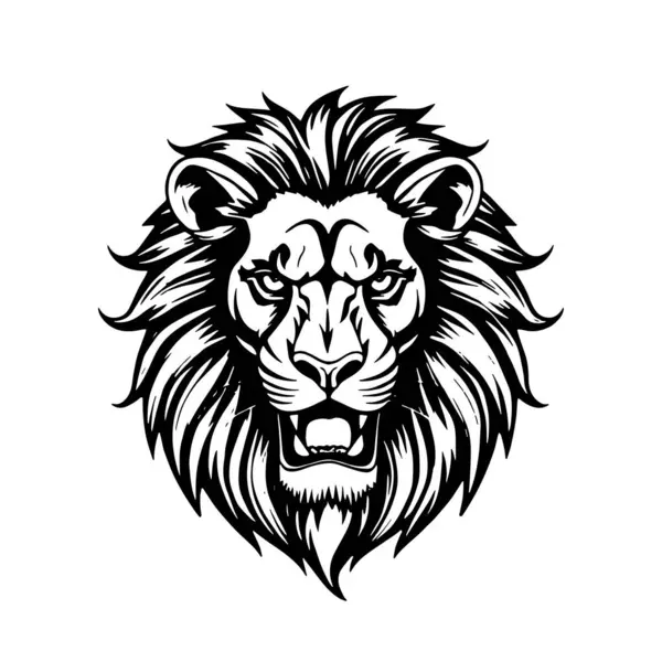 Tek Renkli Aslan Portresi Vahşi ve Güçlü Vahşi Yaşam Vahşi Yaşam İlgili logo için Yakın plan