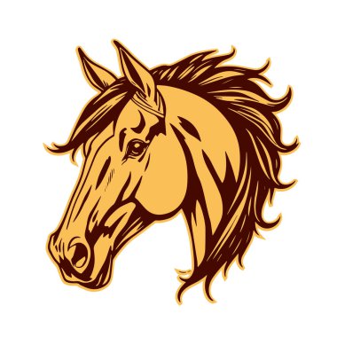 Tarzlı At Silüeti Sanatsal Monokrom Tasarımı. Minimalist At Kafası Sanat Temiz Vektör Biçimi