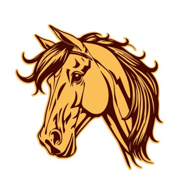 Tarzlı At Silüeti Sanatsal Monokrom Tasarımı. Minimalist At Kafası Sanat Temiz Vektör Biçimi