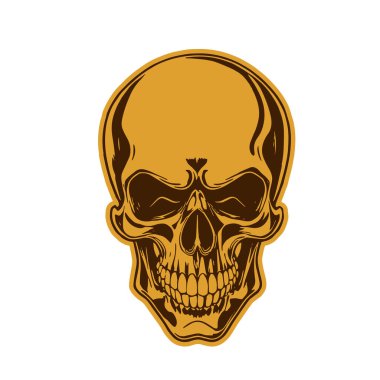 Çift tonlu Gotik Kafatası Sanatı. İnsan Kafatası çizimi, Ölümlülüğün sembolü. Monokrom tarzında vintage Syle Human Skull illüstrasyonu.