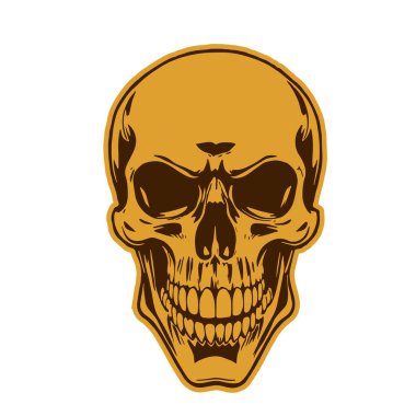 Çift tonlu Gotik Kafatası Sanatı. İnsan Kafatası çizimi, Ölümlülüğün sembolü. Monokrom tarzında vintage Syle Human Skull illüstrasyonu.