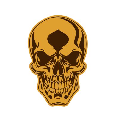 Çift tonlu Gotik Kafatası Sanatı. İnsan Kafatası çizimi, Ölümlülüğün sembolü. Monokrom tarzında vintage Syle Human Skull illüstrasyonu.