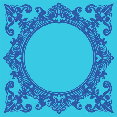 Dekoratif çiçek ve yaprak kıvrımları kabartma çerçeve çizimi. Dekoratif çiçek ve kıvrımların sınır veya arkaplan sanatı oyulmuş süslemeler.