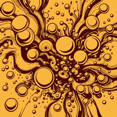 Artistik arka plan sanatı için sıvı girdaplar ve kabarcıklar. Su kabarcıkları ile süsleme.