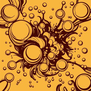 Artistik arka plan sanatı için sıvı girdaplar ve kabarcıklar. Su kabarcıkları ile süsleme.