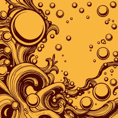 Artistik arka plan sanatı için sıvı girdaplar ve kabarcıklar. Su kabarcıkları ile süsleme.