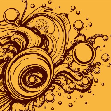 Artistik arka plan sanatı için sıvı girdaplar ve kabarcıklar. Su kabarcıkları ile süsleme.