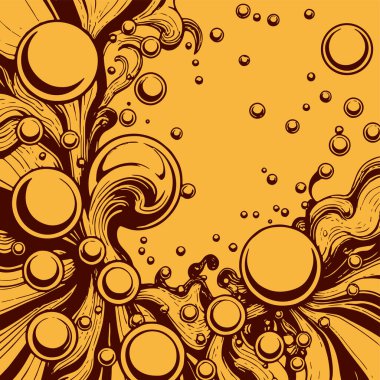 Artistik arka plan sanatı için sıvı girdaplar ve kabarcıklar. Su kabarcıkları ile süsleme.