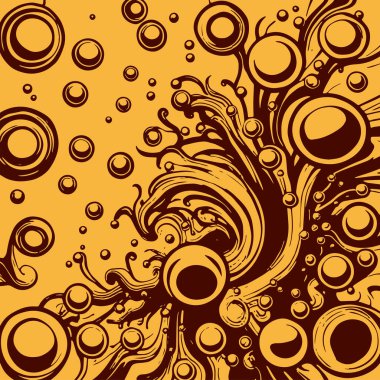 Artistik arka plan sanatı için sıvı girdaplar ve kabarcıklar. Su kabarcıkları ile süsleme.