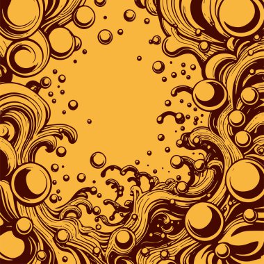 Artistik arka plan sanatı için sıvı girdaplar ve kabarcıklar. Su kabarcıkları ile süsleme.