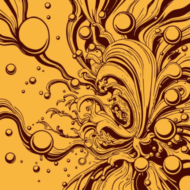 Artistik arka plan sanatı için sıvı girdaplar ve kabarcıklar. Su kabarcıkları ile süsleme.