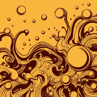 Artistik arka plan sanatı için sıvı girdaplar ve kabarcıklar. Su kabarcıkları ile süsleme.