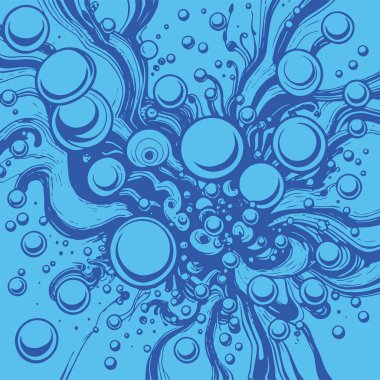 Artistik arka plan sanatı için sıvı girdaplar ve kabarcıklar. Su kabarcıkları ile süsleme.