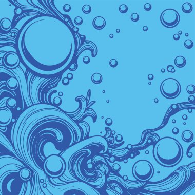 Artistik arka plan sanatı için sıvı girdaplar ve kabarcıklar. Su kabarcıkları ile süsleme.