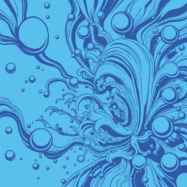 Artistik arka plan sanatı için sıvı girdaplar ve kabarcıklar. Su kabarcıkları ile süsleme.