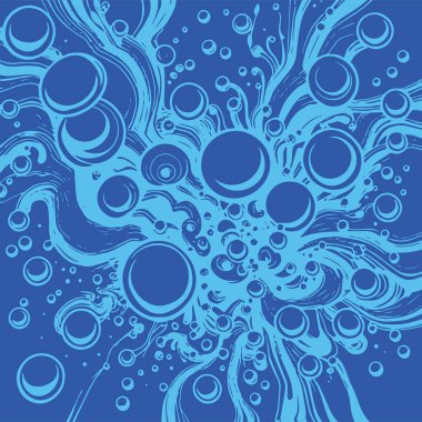 Artistik arka plan sanatı için sıvı girdaplar ve kabarcıklar. Su kabarcıkları ile süsleme.