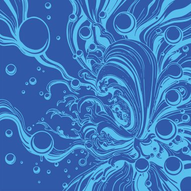 Artistik arka plan sanatı için sıvı girdaplar ve kabarcıklar. Su kabarcıkları ile süsleme.