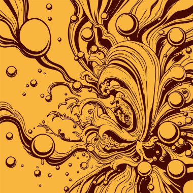 Artistik arka plan sanatı için sıvı girdaplar ve kabarcıklar. Su kabarcıkları ile süsleme.
